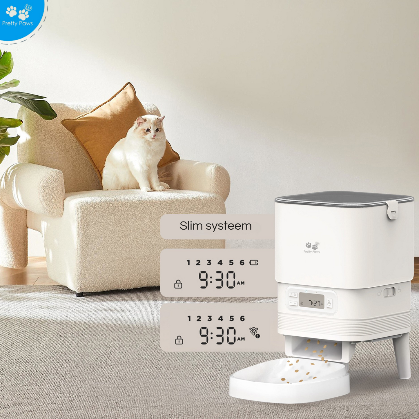 Pretty Paws PP002 Professionele Automatische Voerbak - Wit
