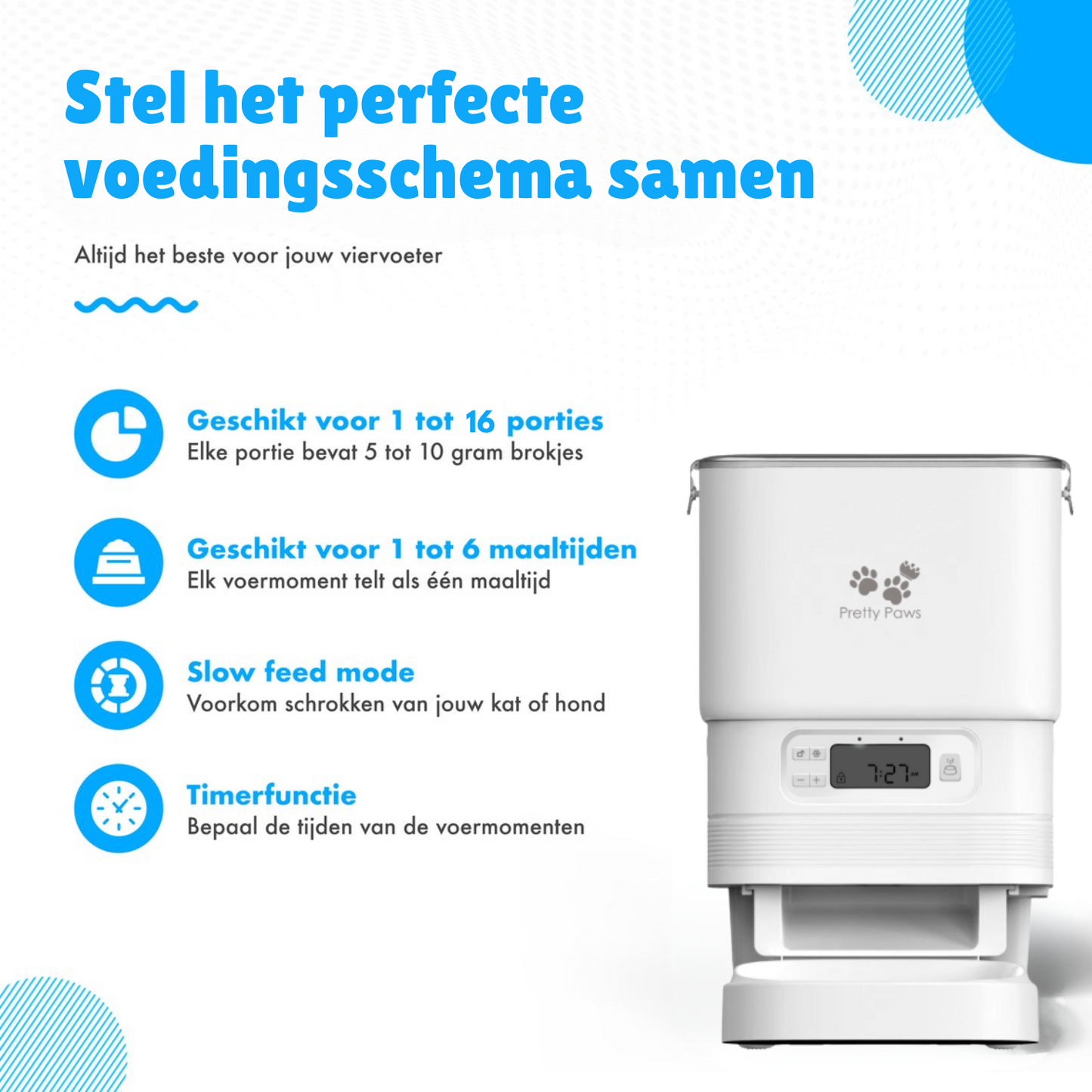 Pretty Paws PP002 Professionele Automatische Voerbak - Wit