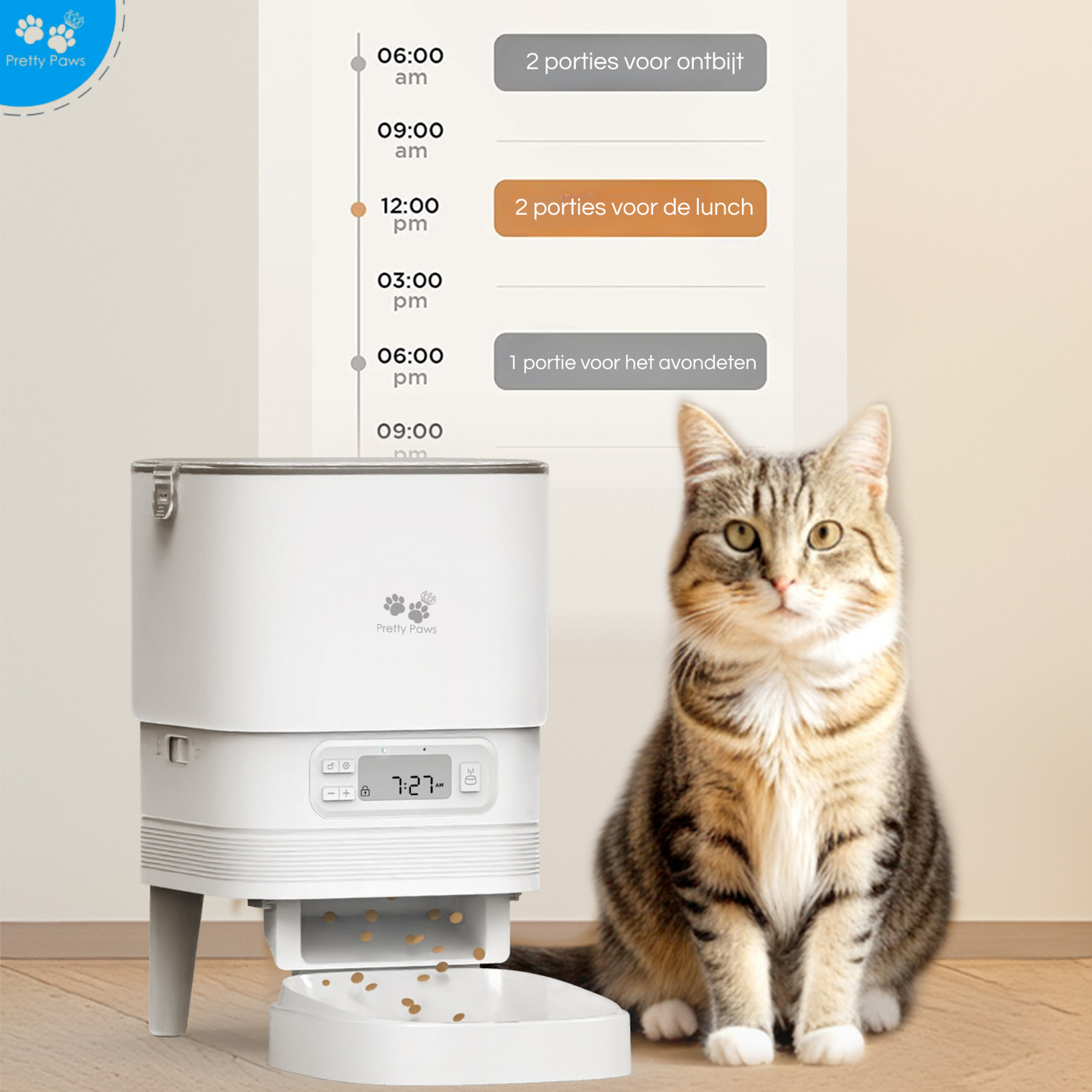 Pretty Paws PP002 Professionele Automatische Voerbak - Wit