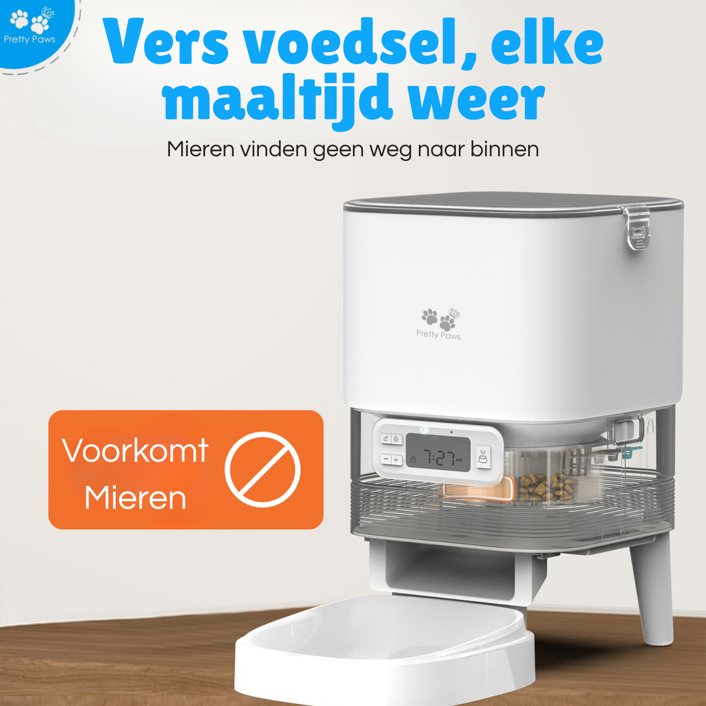 Pretty Paws PP002 Professionele Automatische Voerbak - Wit