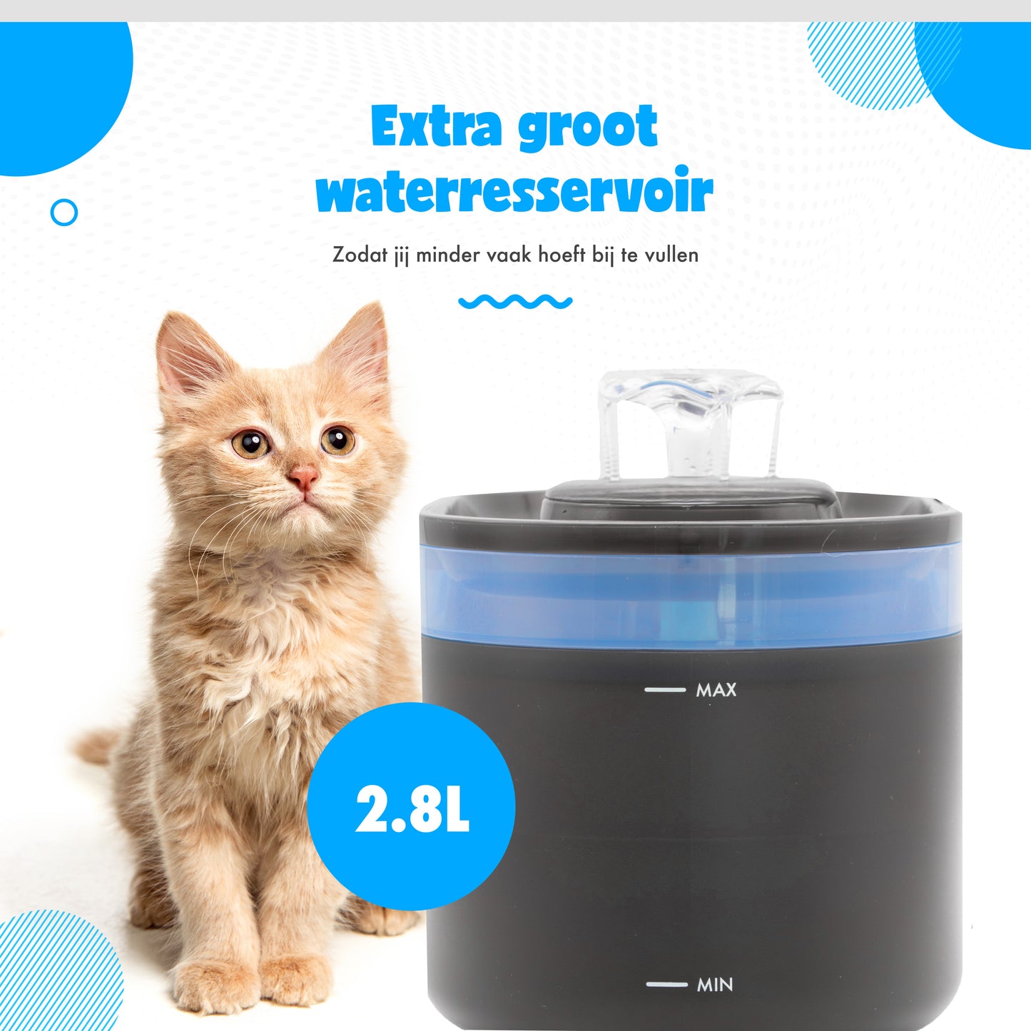 Pretty Paws Waterfontein PP098 - Drinkfontein Kat - Kattenfontein met App/WiFi - Geruisloos - Waterdispenser Kat