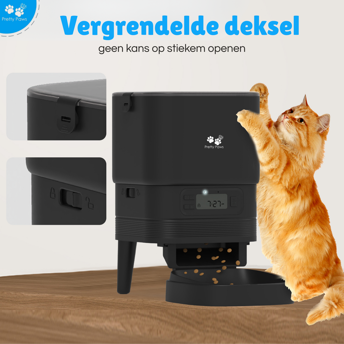 Pretty Paws PP002 Professionele Automatische Voerbak - Zwart