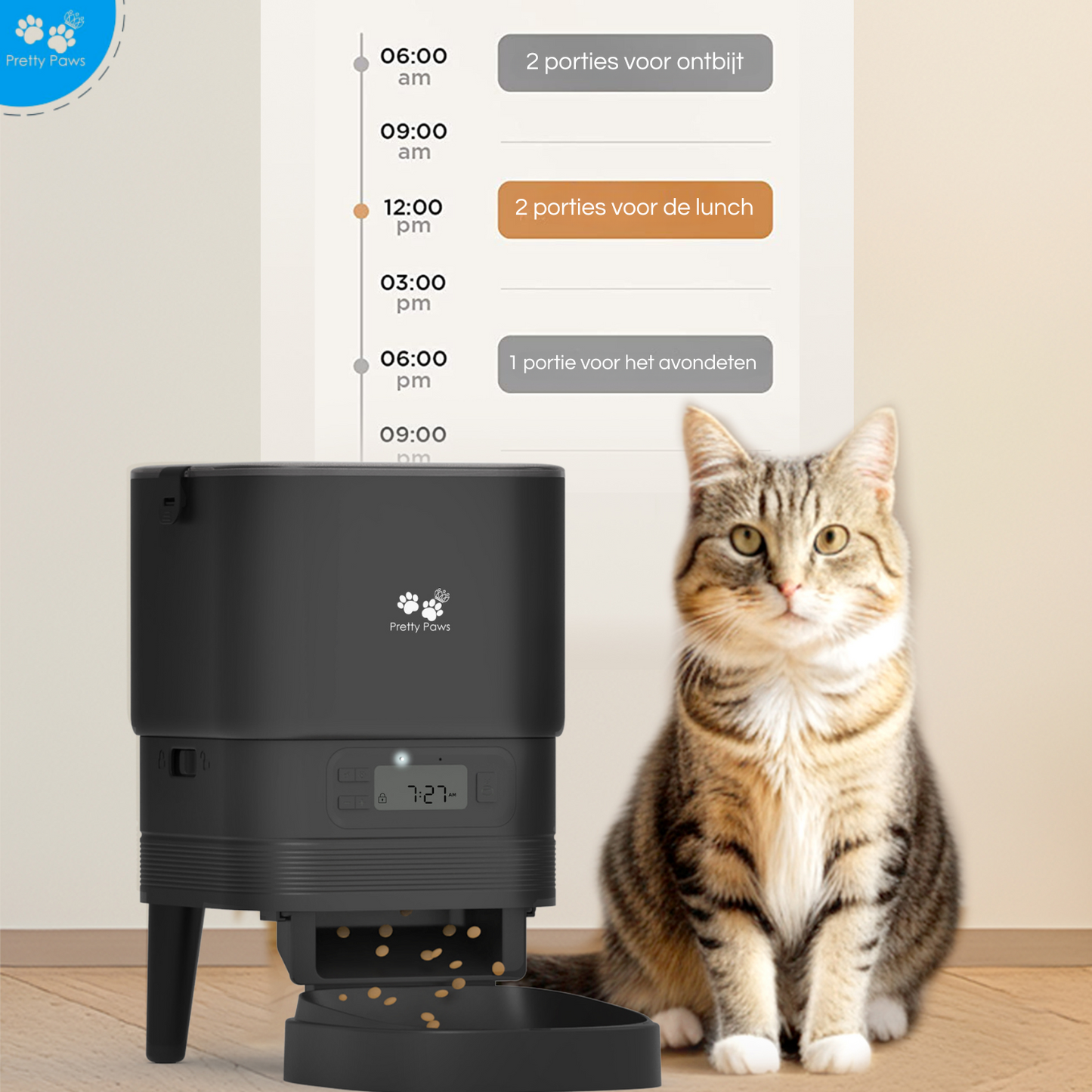 Pretty Paws PP002 Professionele Automatische Voerbak - Zwart