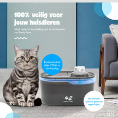 Pretty Paws Waterfontein PP098 - Drinkfontein Kat - Kattenfontein met App/WiFi - Geruisloos - Waterdispenser Kat