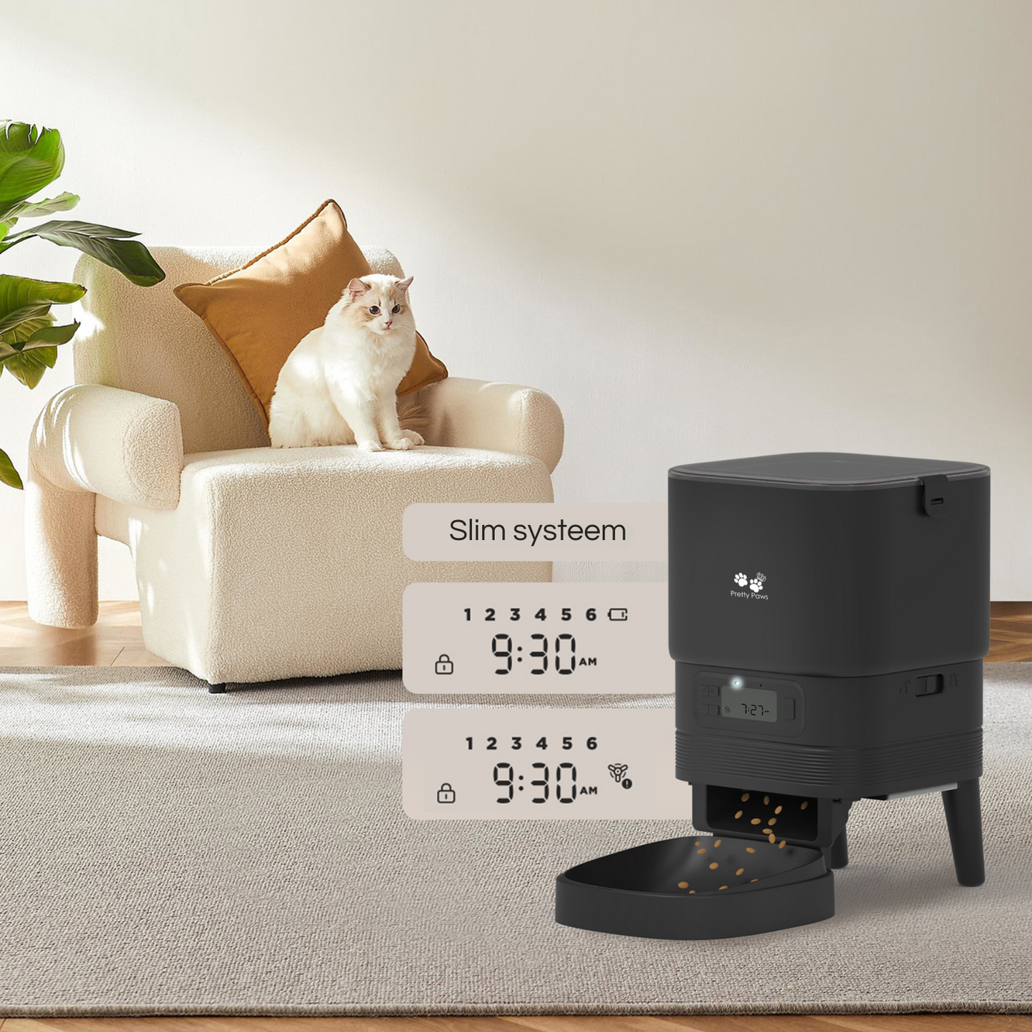 Pretty Paws PP002 Professionele Automatische Voerbak - Zwart