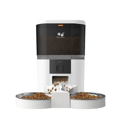 Pretty Paws QQ003 - Wifi Voermachine - Dubbele Voerbakjes - Wit - 6L