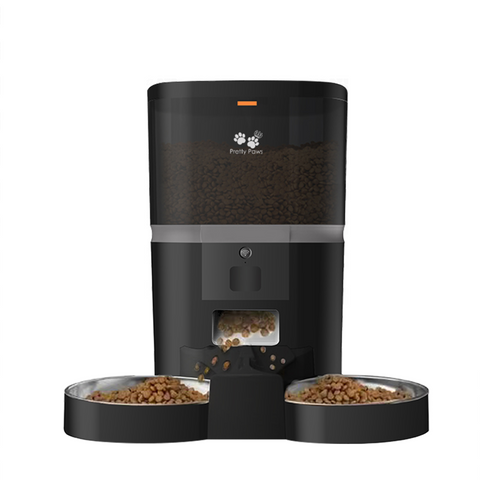 Pretty Paws QQ003 - Wifi Voermachine - Dubbele Voerbakjes - Zwart - Kat - 6L