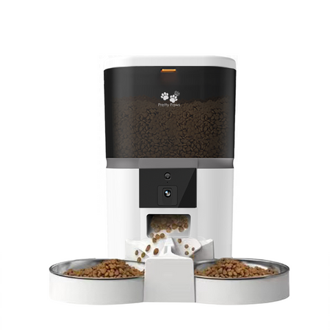 Pretty Paws QQ005 Wifi Camera Voermachine - 6L - Dubbele Voerbakjes - Wit