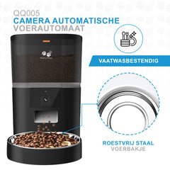 Pretty Paws QQ005 Wifi Camera Voermachine - 4L - Zwart