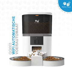 Pretty Paws QQ003 - Wifi Voermachine - Dubbele Voerbakjes - Wit - 6L