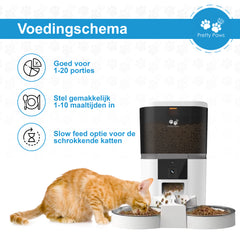 Pretty Paws QQ005 Wifi Camera Voermachine - 6L - Dubbele Voerbakjes - Wit