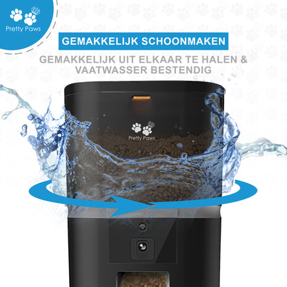 Pretty Paws QQ005 Wifi Camera Voermachine - 6L - Dubbele Voerbakjes - Zwart