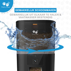 Pretty Paws QQ005 Wifi Camera Voermachine - 6L - Dubbele Voerbakjes - Zwart