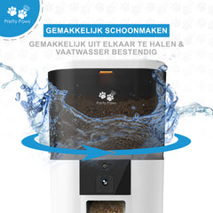 Pretty Paws QQ005 Wifi Camera Voermachine - 6L - Dubbele Voerbakjes - Wit
