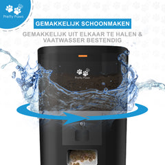 Pretty Paws QQ003 - Wifi Voermachine - Dubbele Voerbakjes - Zwart - Kat - 6L