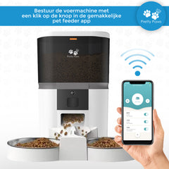 Pretty Paws QQ003 - Wifi Voermachine - Dubbele Voerbakjes - Wit - 6L
