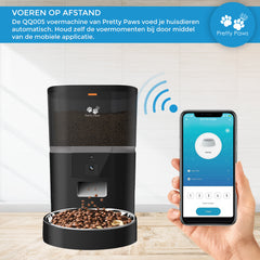 Pretty Paws QQ005 Wifi Camera Voermachine - 4L - Zwart