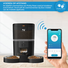 Pretty Paws QQ003 - Wifi Voermachine - Dubbele Voerbakjes - Zwart - Kat - 6L