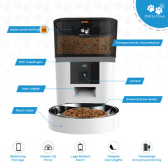 Pretty Paws QQ005 Wifi Camera Voermachine - 4L - Wit