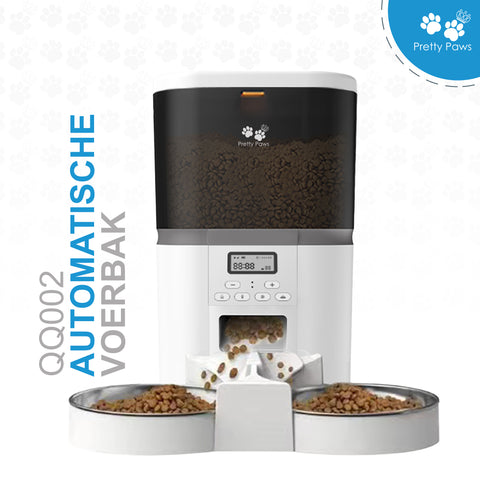 Pretty Paws QQ002 - Dubbele Automatische Voerbak - 6L - Wit