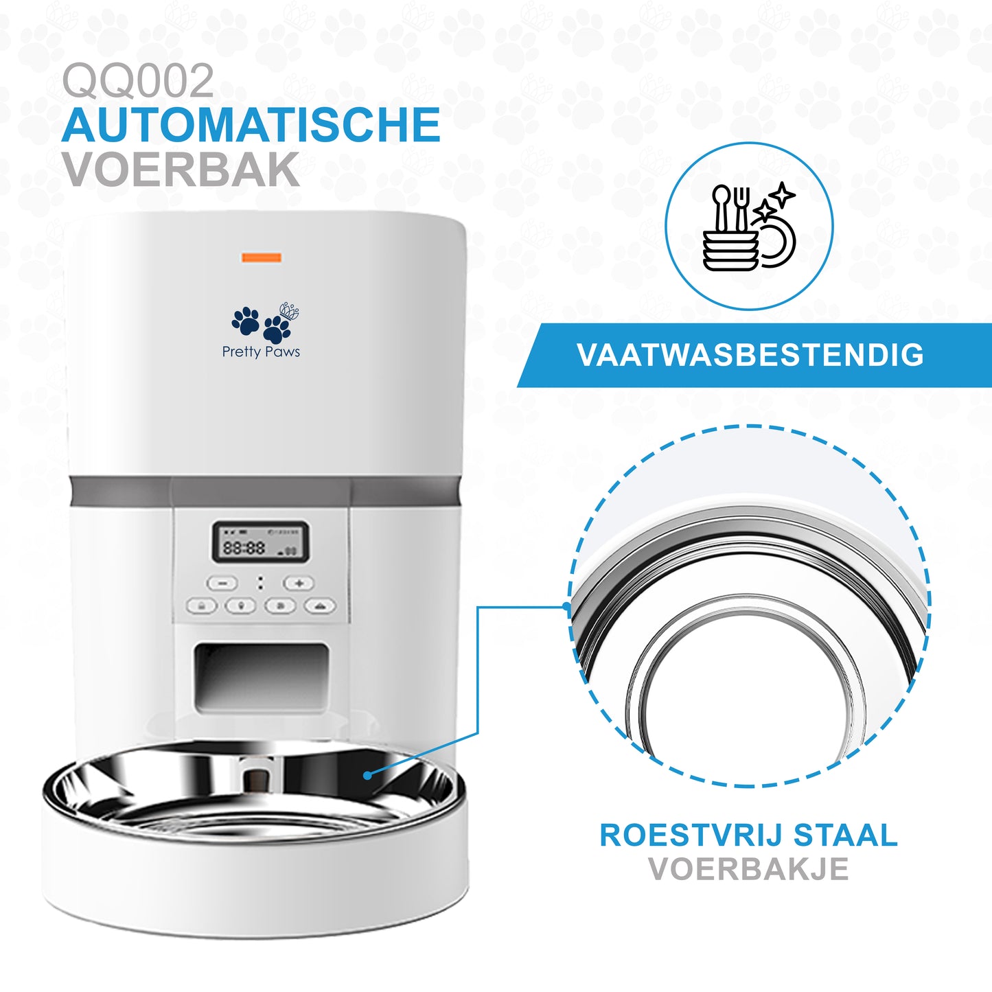 Pretty Paws QQ002 - Automatische Voermachine - Kat - 4L - Wit