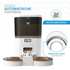 Pretty Paws QQ002 - Dubbele Automatische Voerbak - 6L - Wit