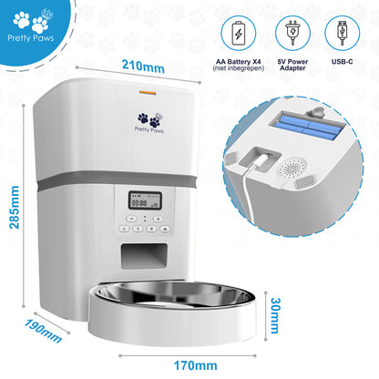 Pretty Paws QQ002 - Automatische Voermachine - Kat - 4L - Wit