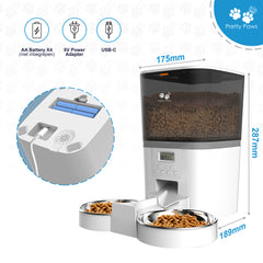 Pretty Paws QQ002 - Dubbele Automatische Voerbak - 6L - Wit