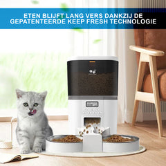 Pretty Paws QQ002 - Dubbele Automatische Voerbak - 6L - Wit