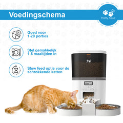 Pretty Paws QQ002 - Dubbele Automatische Voerbak - 6L - Wit