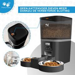 Pretty Paws QQ002 - Dubbele Automatische Voerbak - 6L - Zwart